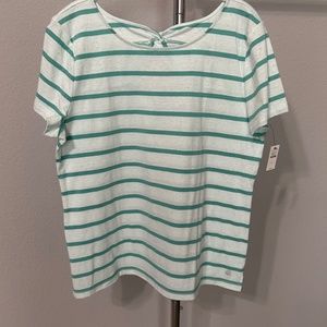 NWT Talbots Green and White Short Sleeve T-Shirt